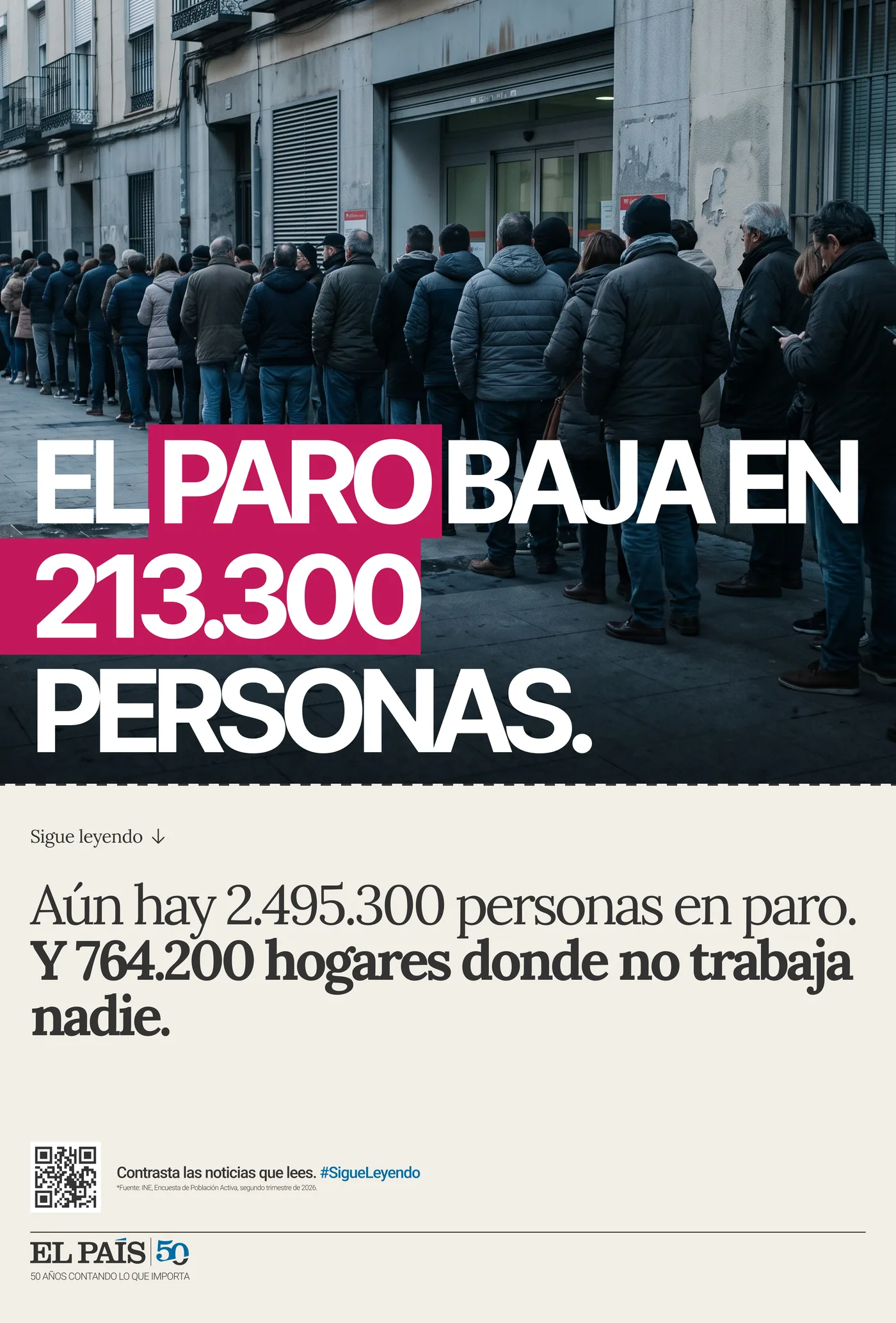 Mupi: el paro baja en 213.300 personas