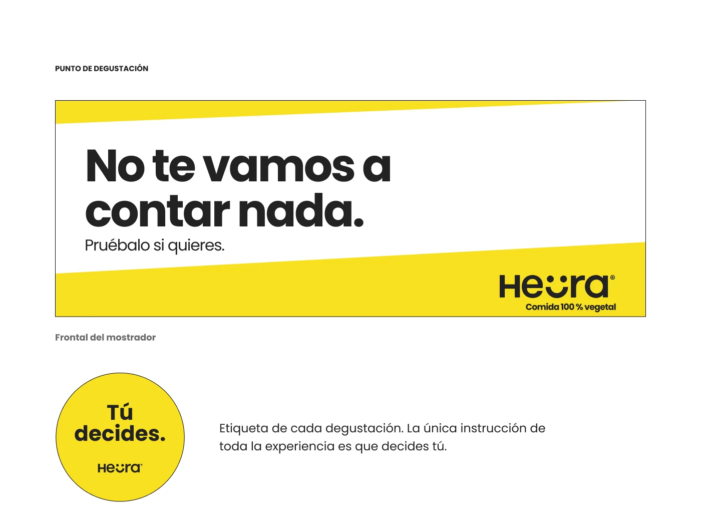 Punto de degustación: frontal del mostrador y etiqueta
