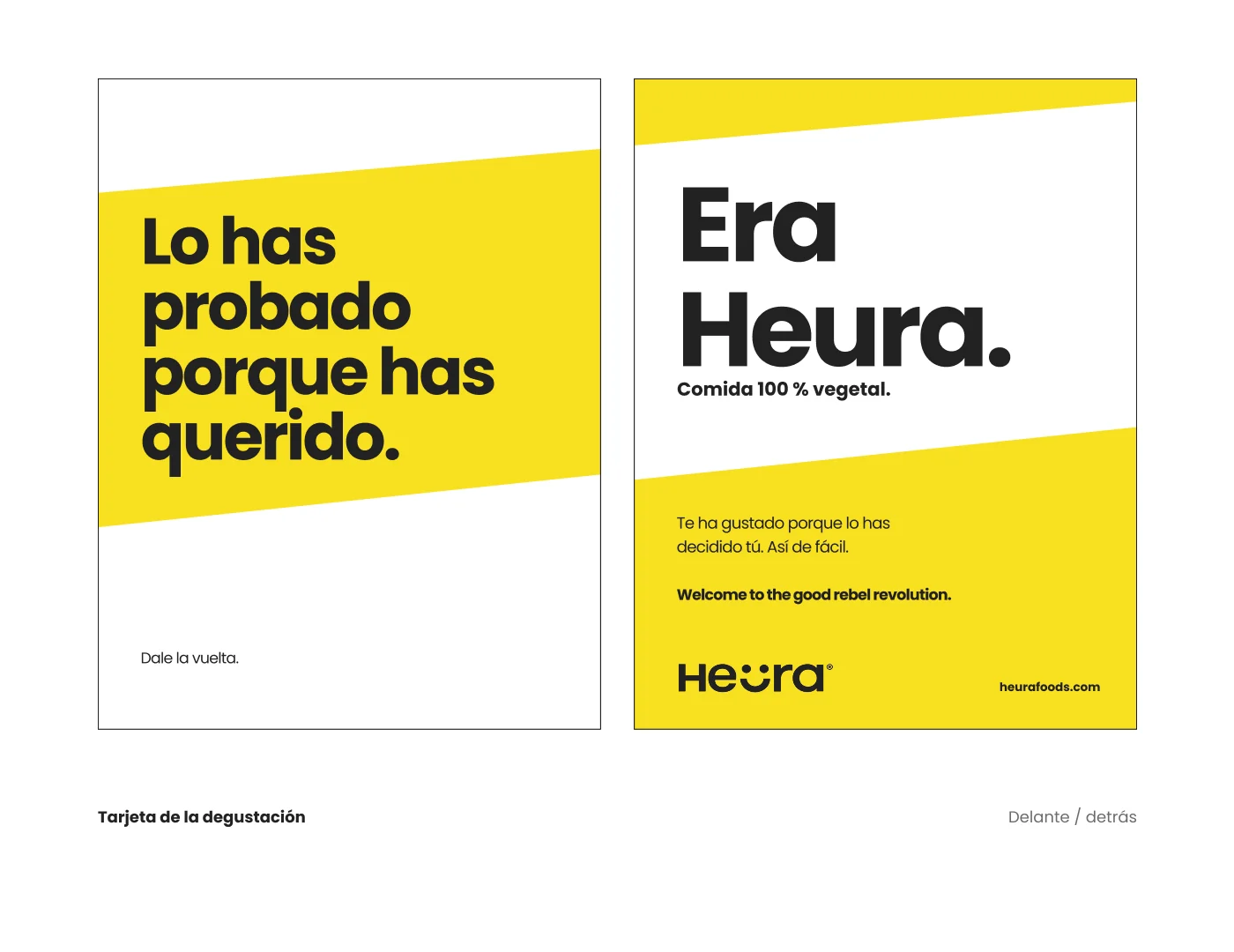 Tarjeta de la degustación, delante y detrás