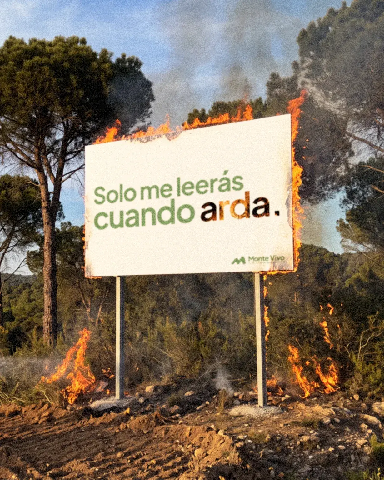 La valla durante la quema controlada