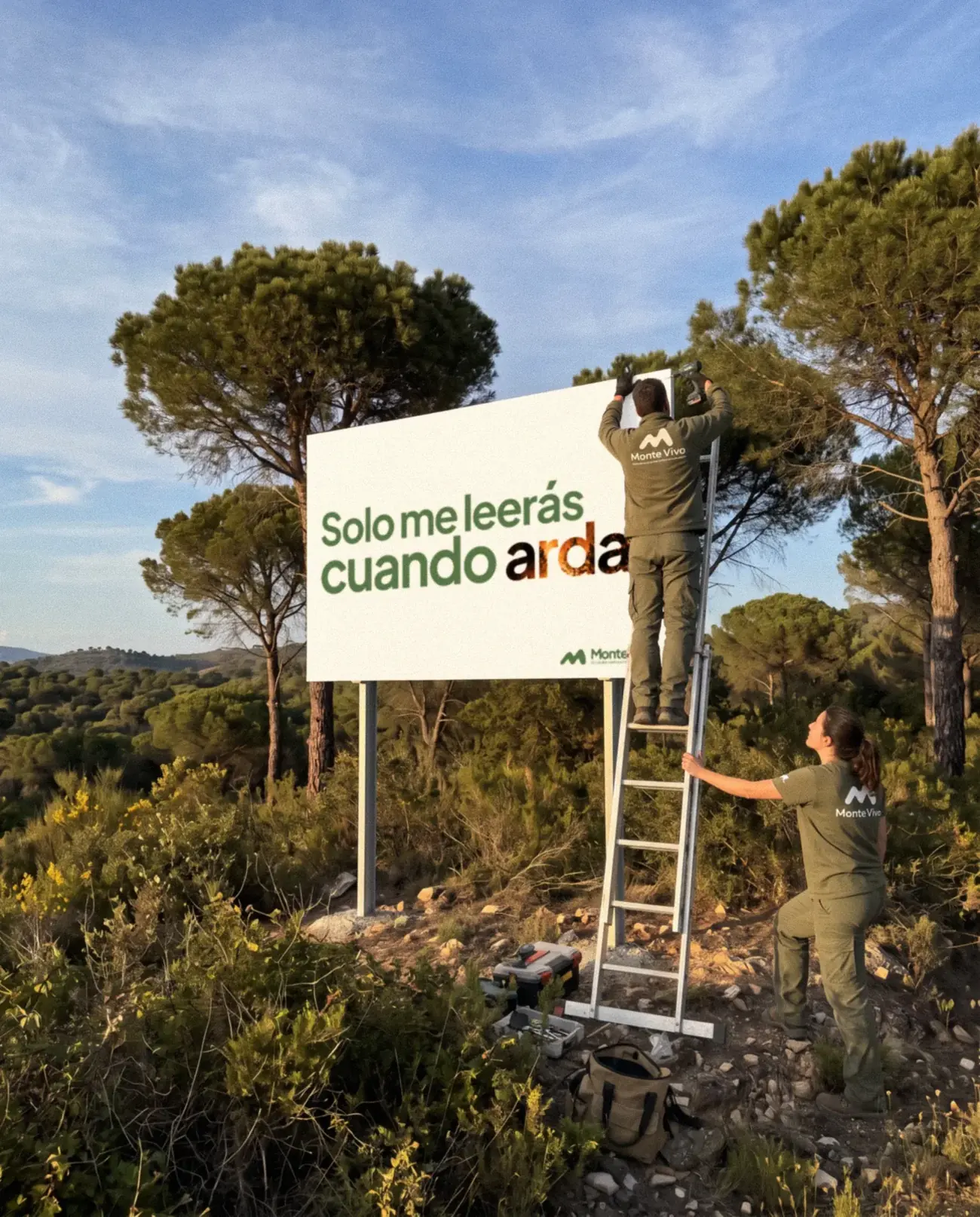 Montaje de la valla en el monte