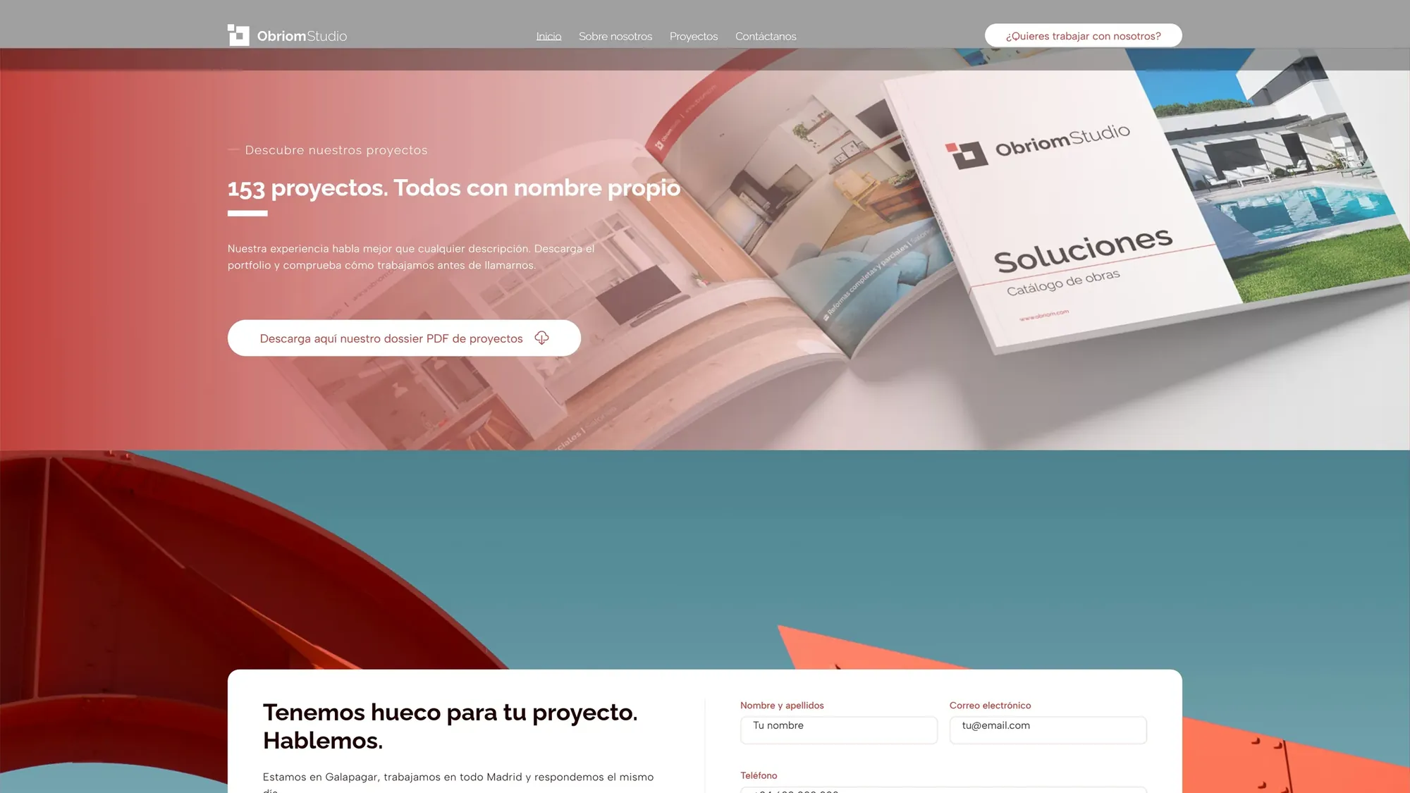 Home: dossier de proyectos y formulario de contacto